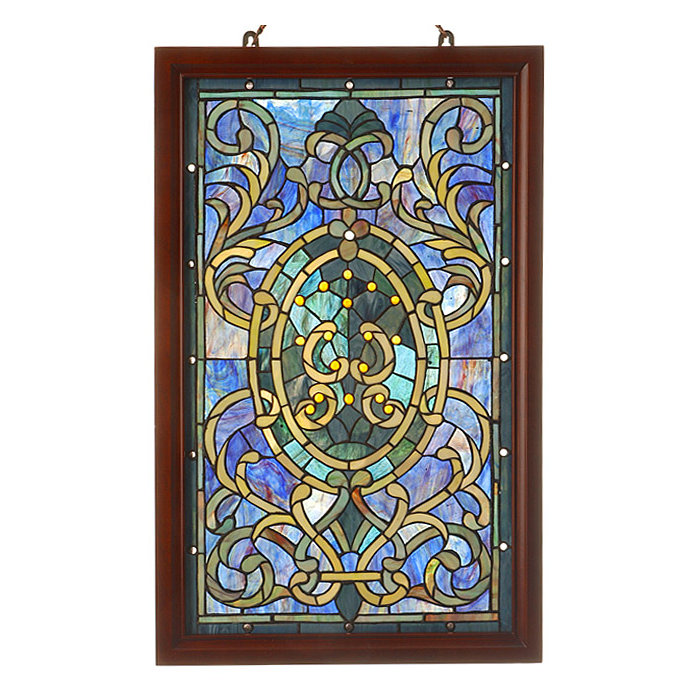 Warehouse Of Tiffany Wood Frame Stained Gl Window Panel Wayfair Ca Wood Frame Stained Gl Window Panel