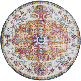 Round Rugs You Ll Love In 2019 Wayfair Hillsby Orange Navy Area Rug