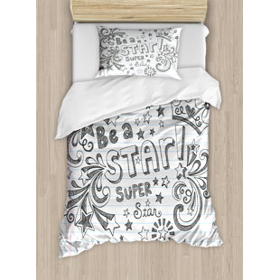 Crown Bedding Wayfair Be A Super Star Phrase On Notebook Paper Backdrop With Stars Crown Print Duvet Cover Set