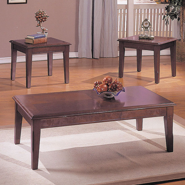 acme furniture chester merlot 3 piece coffee table set | wayfair acme furniture chester merlot 3 piece coffee table set | wayfair