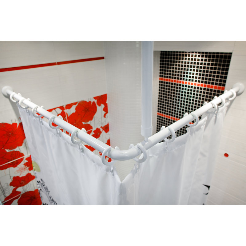 Tropik Home 85cm L Shaped Fixed Shower Curtain Rail Amp Ring