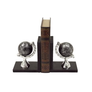 Wood/Aluminum Globe Book Ends