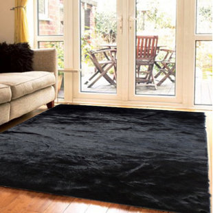 Silhouette Home Rugs Faux Fur Wayfair Mizzone Faux Fur Black Area Rug