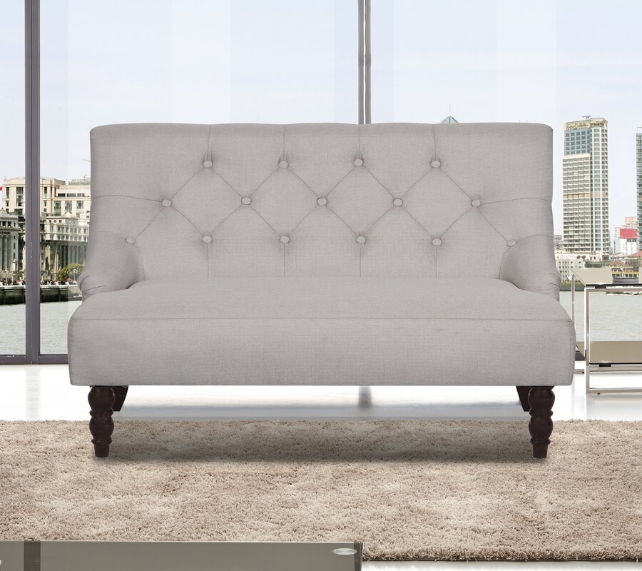 Container Tufted Linen Upholstered Loveseat & Reviews | Wayfair