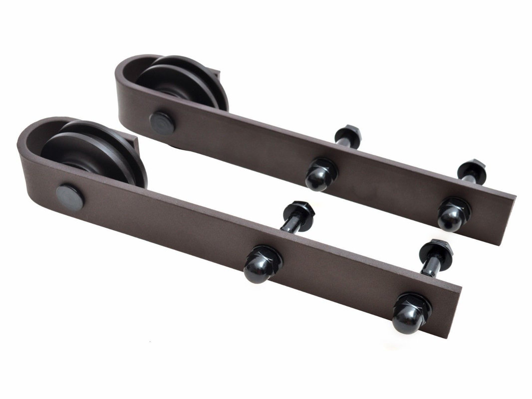 Calhome Bent Strap Sliding Door Track Hardware and Vertical Slat Primed Sliding Knotty Solid ...