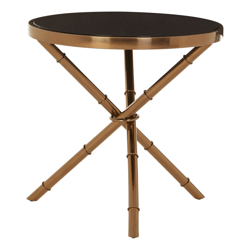 Alvaro Round Side Table Black Tempered Gl Rose Gold Frame Alvaro Round Side Table Black Tempered Gl Rose Gold Frame
