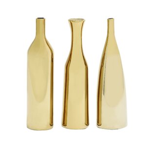 3 Piece Artistic Styled Gold Ceramic Vase Set (Set of 3)
