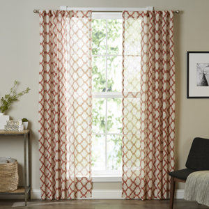 Nakita Geometric Semi-Sheer Rod Pocket Single Curtain Panel