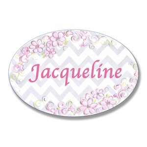 Kids Room Personalization Floral Chevron Wall Plaque