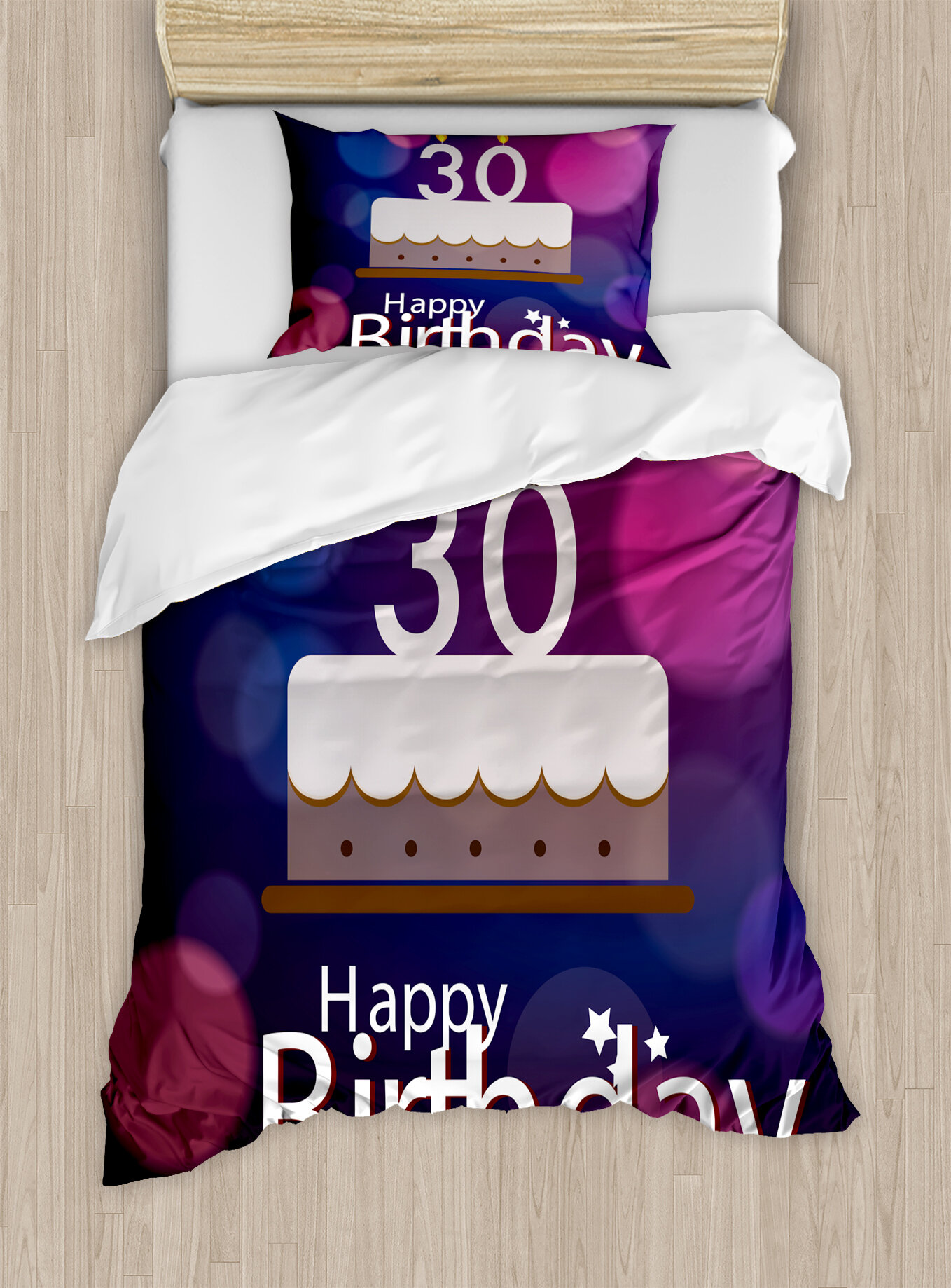 Ambesonne 30th Birthday Decorations Graphic Cake With Candles On