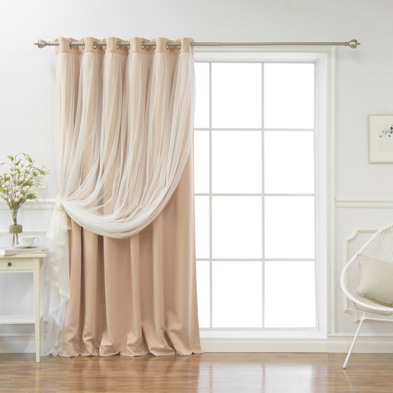 Lace Tulle Overlay Solid Blackout Thermal Grommet Single ...