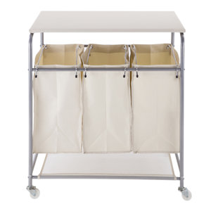 Triple Cart Hamper Laundry Sorter with Ironing Board