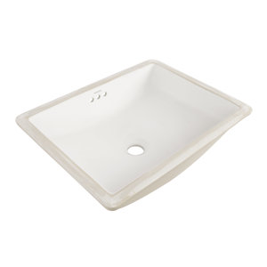 Plane Ceramic Rectangular Undermount Bathroom Sink with Overflow