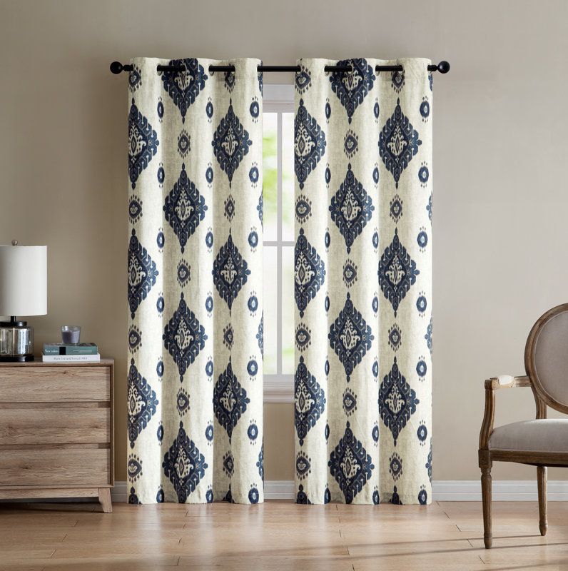 Bungalow Rose Quiroz Damask Room Darkening Grommet Curtain Panels default_name - Bungalow Rose Quiroz Damask Room Darkening Grommet Curtain Panels