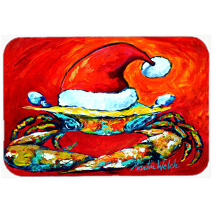Crab In Santa Hat Santa Claws Kitchen/Bath Mat
