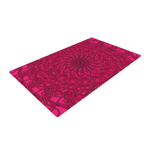 Patternmuse Mandala Spin Berry Geometric Pink Area Rug