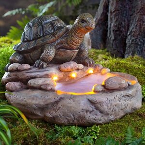 Turtle Solar and Lighted Birdbath