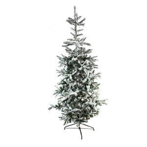 Pre-Lit Noble 7.5' Green Fir Flocked Artificial Christmas Tree with 250 Warm Clear LED Lights with Stand