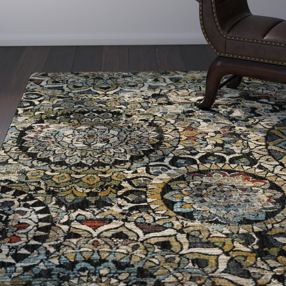Bloomsbury Market Delora Stain Gl Black Green Area Rug Wayfair
