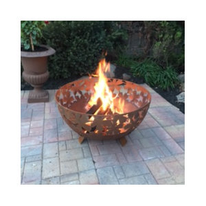 Laser Cut Wild Leaves Steel Wood Fire Pit