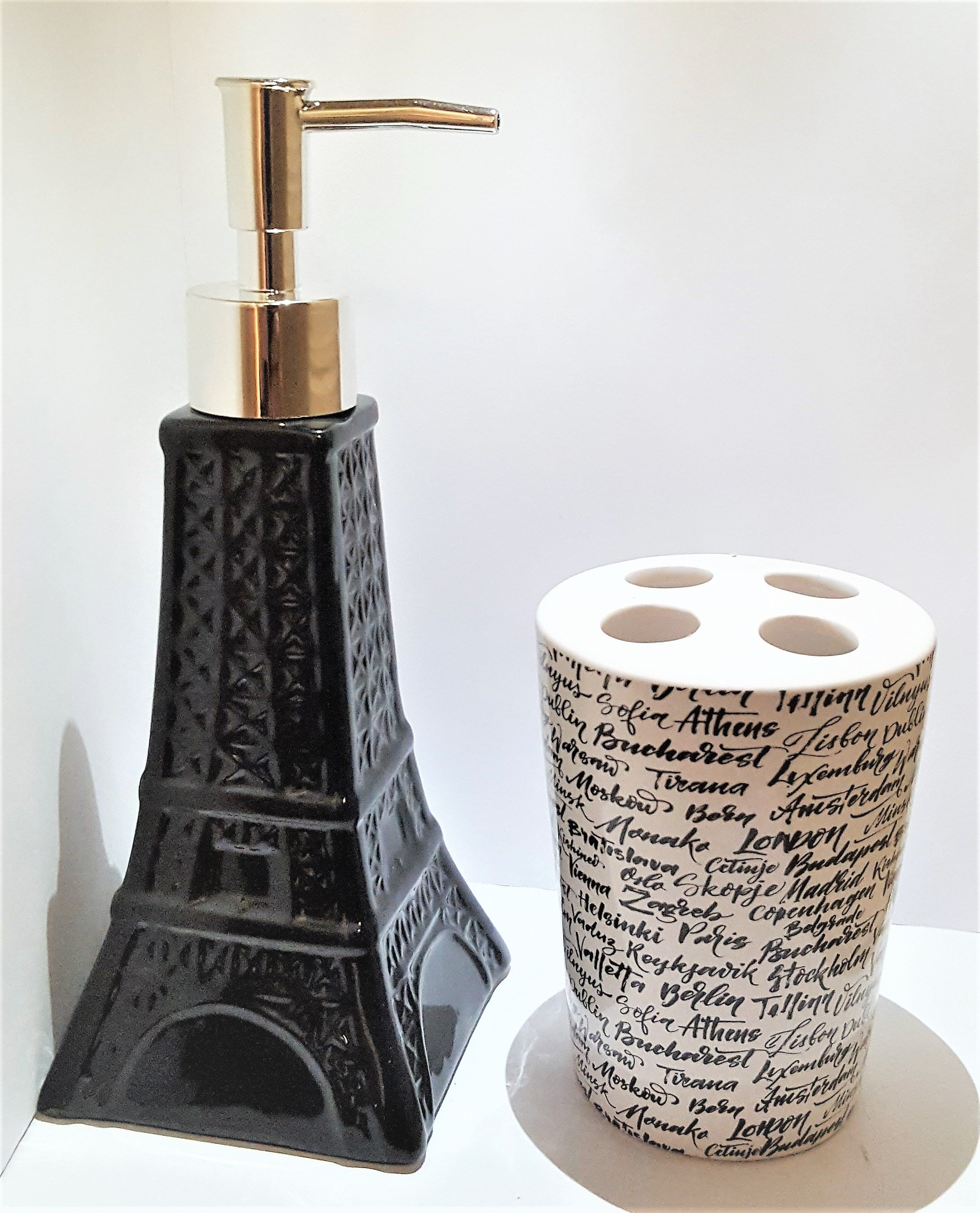 House Of Hampton Bridesdale Novelty Eiffel Tower Ceramic 2 Piece House Of Hampton Bridesdale Novelty Eiffel Tower Ceramic 2 Piece Bathroom Accessory Set Reviews Wayfair