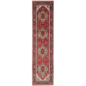 One-of-a-Kind Briggs Geometric Hand Knotted Runner Wool Dark Copper Area Rug