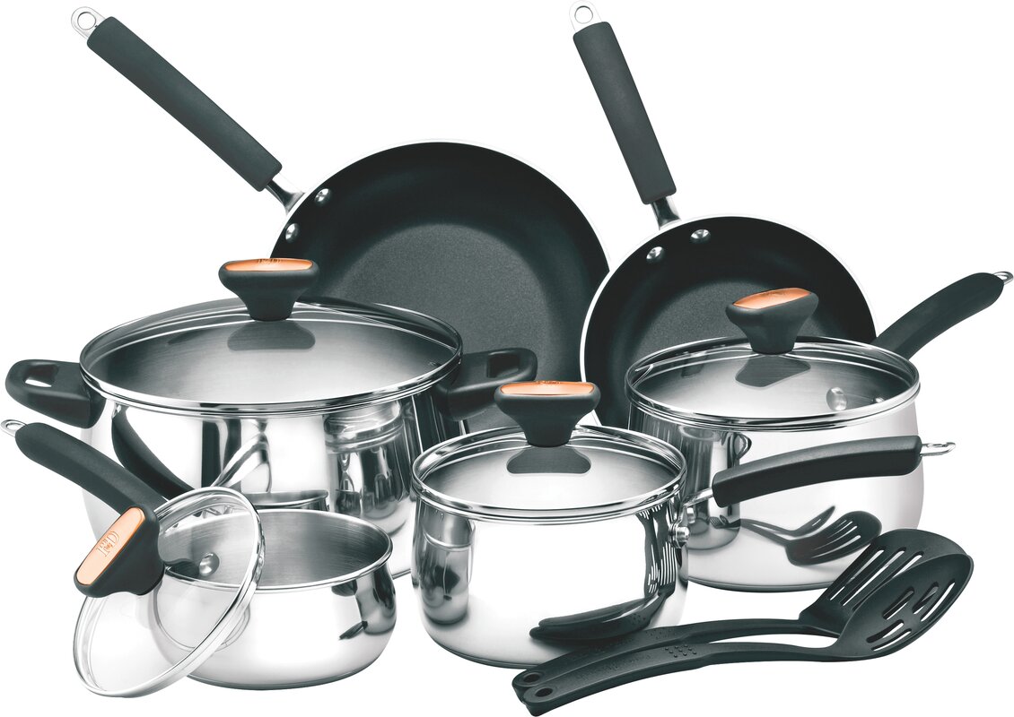 Paula Deen 12-Piece Non-Stick Stainless Steel Cookware Set & Reviews ...