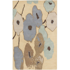 Abstract Art Casual Hand Tufted Khaki Area Rug