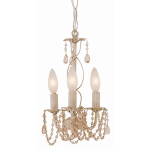 Crystal Flair 3-Light Semi Flush Mount