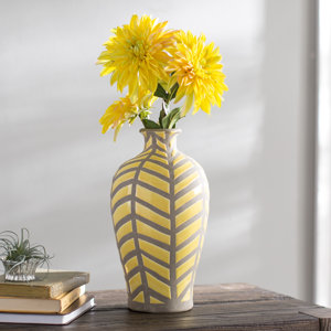 Miranda Yellow/Gray Ceramic Table Vase