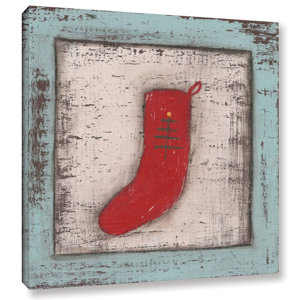 Snowman Stocking II Painting Print on Wrapped Canvas