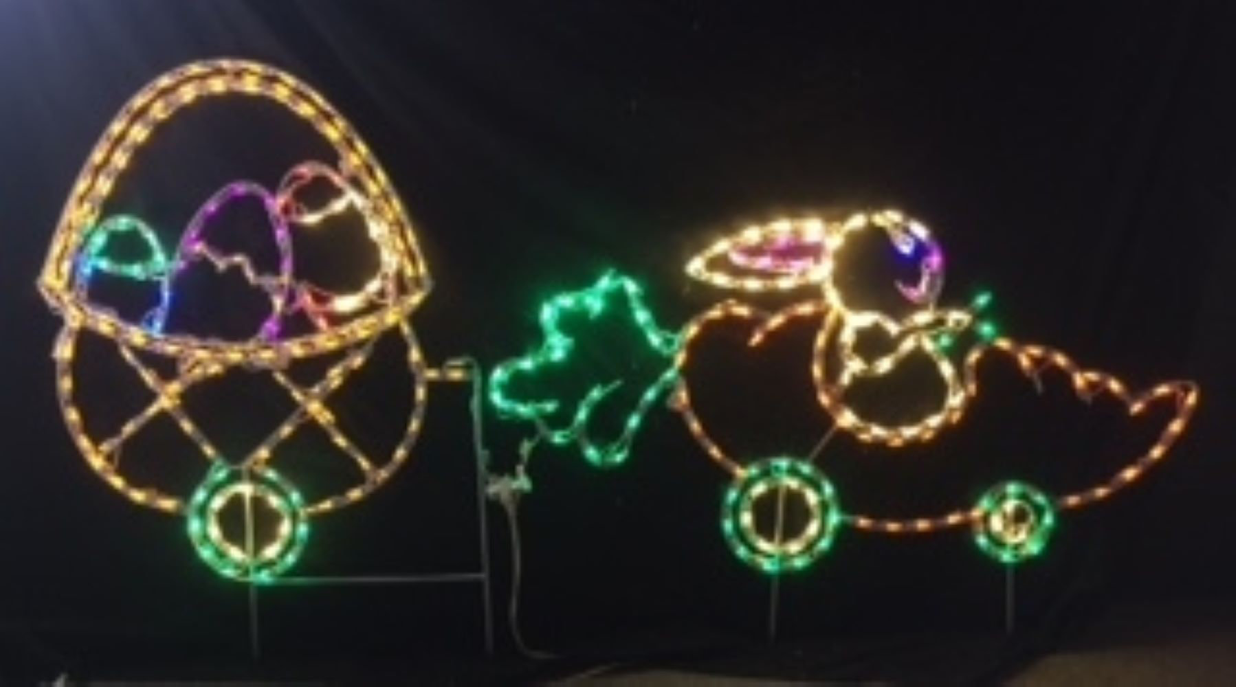 The Holiday Aisle Led Lit East Bunny In Carrot Car Pulling Cart Of Easter Eggs String Lights
