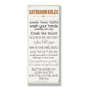 Bathroom Rules bathroom rules wall art | wayfair Bathroom Rules bathroom rules wall art | wayfair