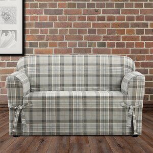 Highland Plaid Box Cushion Loveseat Slipcover