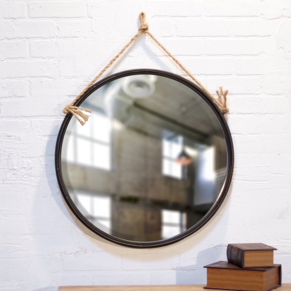Union rustic booker round wood wall mirror & reviews Chain Hanging Mirror | Wayfair