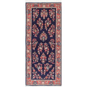 One-of-a-Kind Sarough Hand-Knotted Blue Area Rug