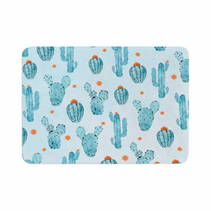 Strawberringo Cactus Pattern Watercolor Memory Foam Bath Rug