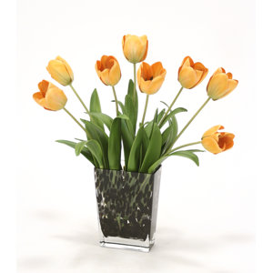 Waterlook Tulips in Small Leopard Vase