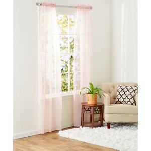 Solid Sheer Rod Pocket Curtain Panels (Set of 2)