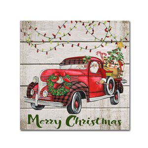 'Vintage Christmas Truck 3' Graphic Art Print on Wrapped Canvas