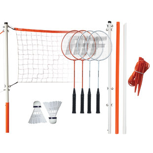 Shuttlecocks In A Case Badminton Poles Set Viva Net Sport 4 Rackets