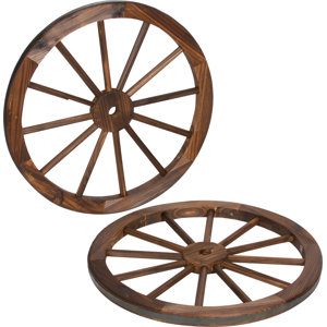 Decorative Vintage Wood Garden Wagon Wheel Wall Du00e9cor (Set of 2)