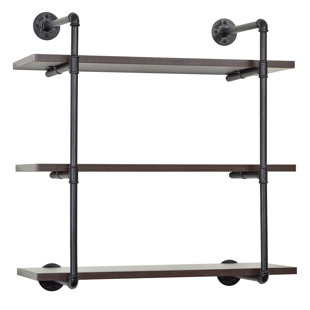 Black Pipe Shelves Wall Display You Ll Love 3 Tier Iron Pipe Wall Shelf