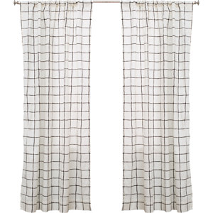 Plaid and Check Semi-Sheer Rod Pocket Single Curtain Panel