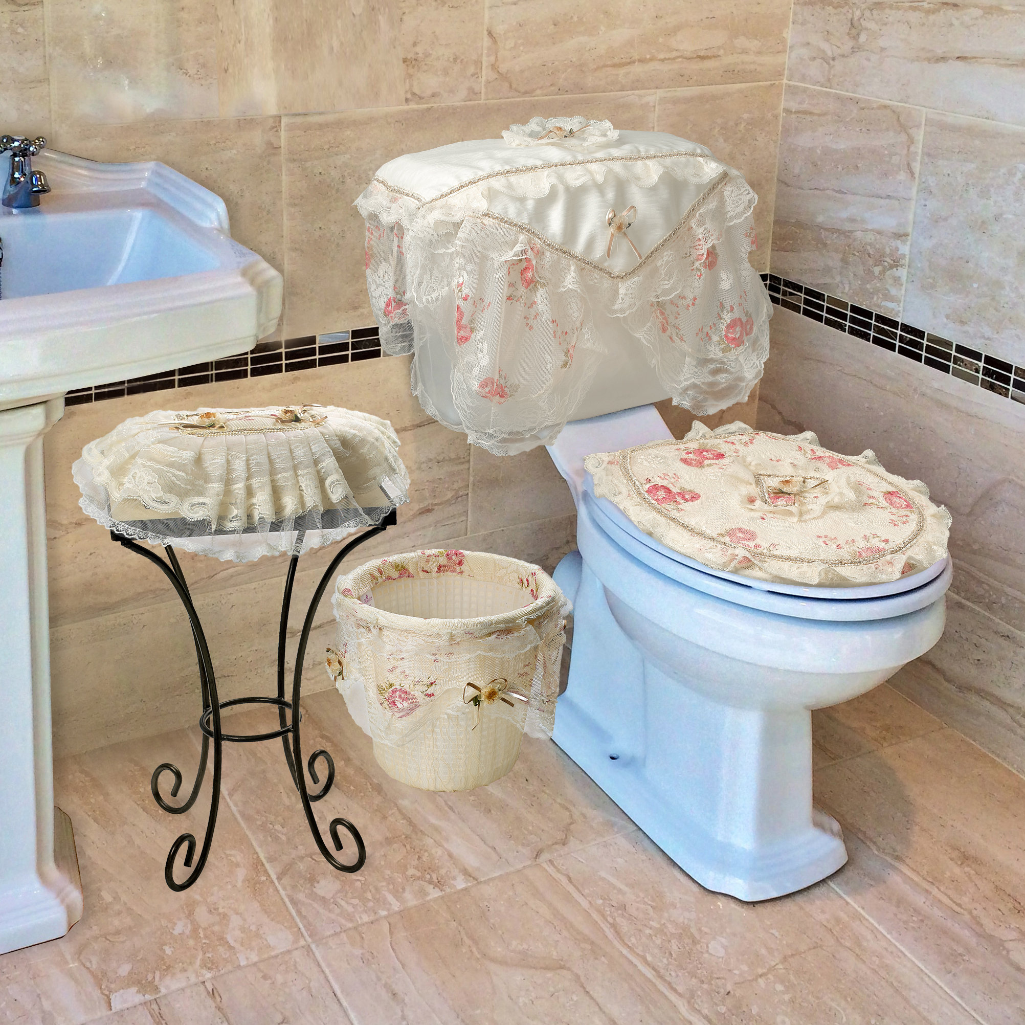 Violet Linen Eden Lace 4 Piece Bathroom Set Reviews Wayfair
