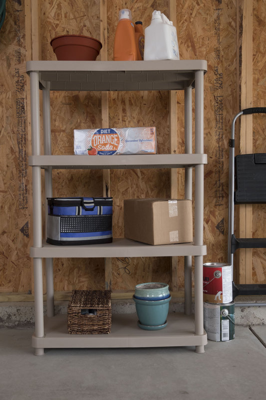 Keter Freestanding Plastic Storage 54.5" H Four Shelf Shelving Rack