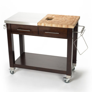 Pro Chef Kitchen Island with Butcher Block Top