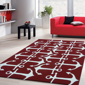 Vivid Red Anchors Indoor/Outdoor Area Rug