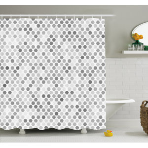 Zig Zag Hexagon Figures in Bright and Dark Color Hue Tone Intensity Blush Art Print Shower Curtain Set