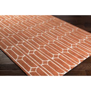 Moultry Hand-Tufted Orange Area Rug